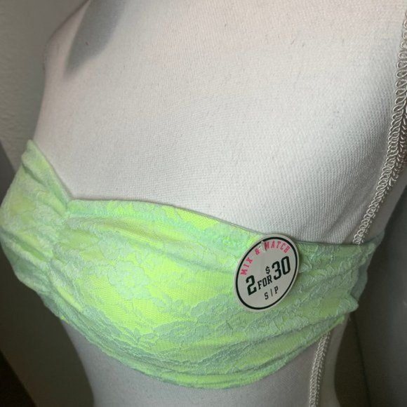 Victoria Secret PINK Lime Green Lace Bandeau - Picture 2 of 5